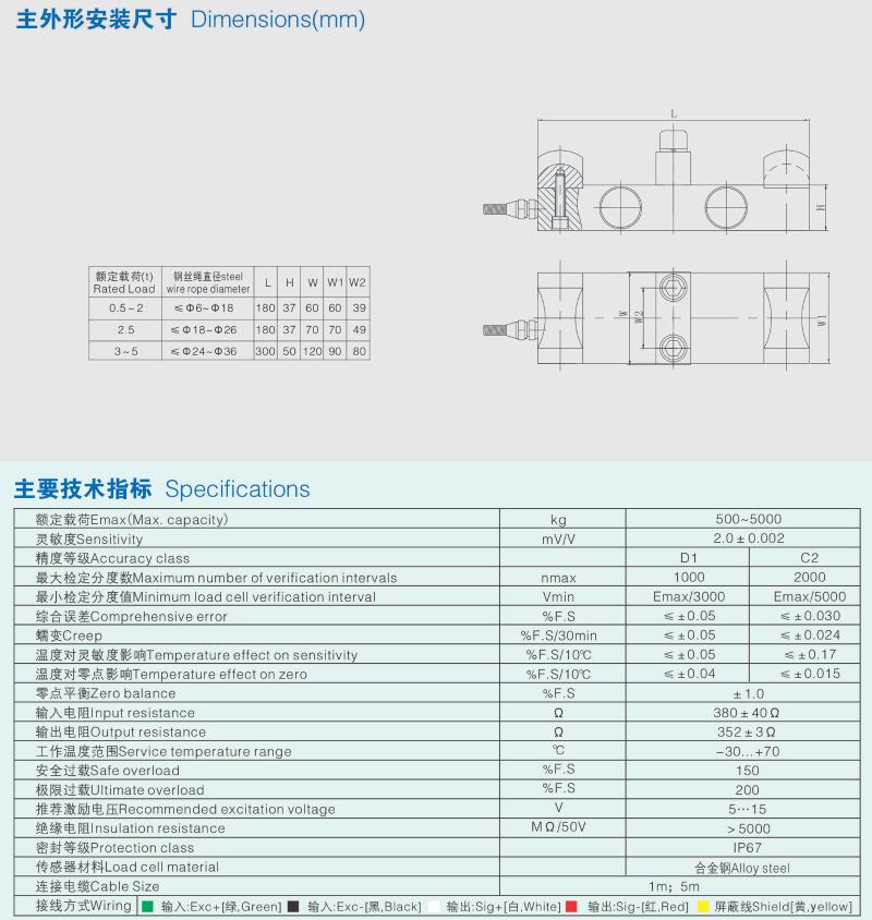 CXY1称重传感器安装尺寸图